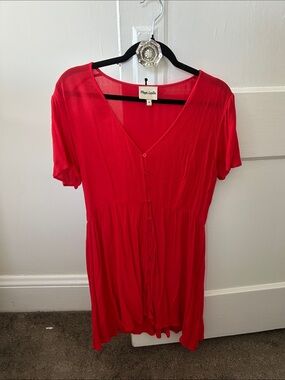 Playful Red Button-Front Mini Dress